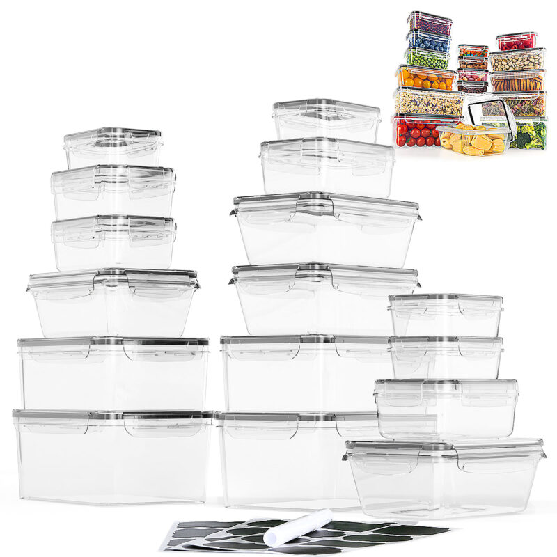 GoMaihe Food Storage Containers with Lids 16 Pack for Kitchen Storage & Organization, Microwave and Freezer Safe, BPA Free, Plastic