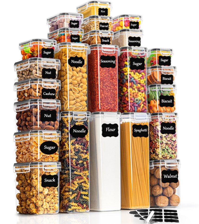GoMaihe storage containers with lids, airtight storage box: 24-piece storage box kitchen set for flour, cereal, spaghetti