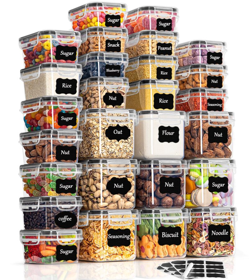 GoMaihe storage containers with lids, airtight storage box: 27-piece storage box kitchen set for flour, cereal, sugar