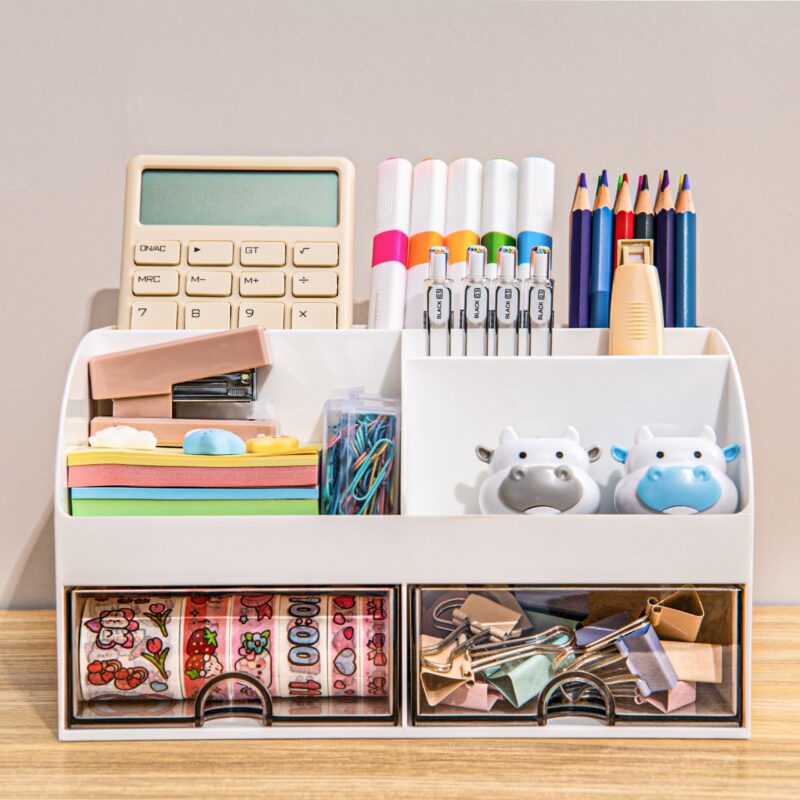 Gomaihe Multifunctional Desk Organizer - 21cm*14.2cm*12cm (White)