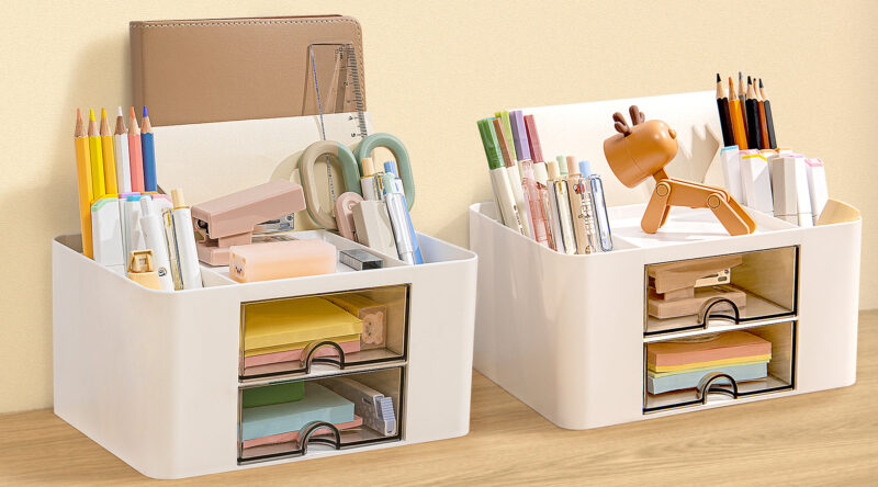 Gomaihe Multifunctional Desk Organizer (White-2 sets)